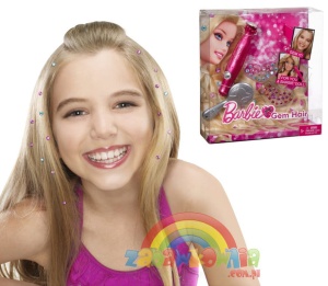 Barbie mini Studio Fryzjerskie - aplikacja klejnotów