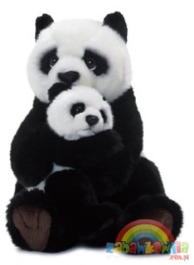 pluszowa mama miś Panda z dzieckiem misiem 28cm - WWF Plush