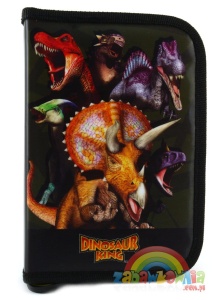 Piórnik z wyposażeniem Dinozaury - dwie klapki