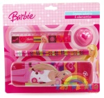 Metalowy piórnik szkolny Barbie - zestaw szkolny 5 elementów