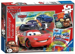 Ravensburger puzzle 3x49 elementów Auta Cars 2 - 09281