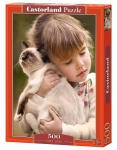 Castorland puzzle 500 elementów - Kocia miłość - kotek i dziecko, dziewczynka