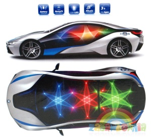 Samochód z napędem na baterie, ze światłem 3D i muzyką Gangnam Style
