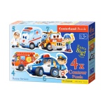 4x1 Puzzle konturowe Straż - Policja - Pogotowie - Pomoc Drogowa