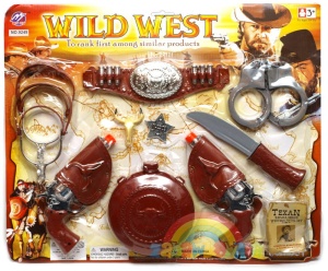 Ogromny zestaw szeryfa colty pas kabura ostrogi kajdanki