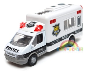 Furgonetka policyjna z dźwiękami i światłem