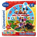 Clementoni Clock Puzzle 96 elementów Prawdziwy zegar ścienny Myszka Miki świecący w ciemności