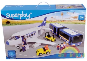 ogromny zestaw port lotniczy z samolotem i autobusem LOTNISKO Superplay Simba