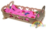 Łóżeczko - kołyska drewniana dla lalek z pościelą - składane