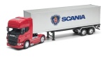 ciągnik SCANIA V8 R730 z naczepą kontener 1:32 model Welly