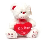 maskotka biały miś z serduszkiem Kocham Cię