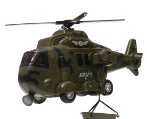 duży wojskowy helikopter z dźwiękiem i światłami