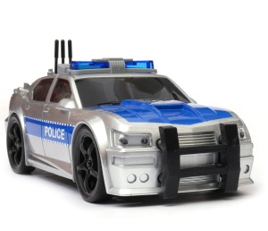 policyjny - radiowóz sedan z dźwiękiem i światłami srebrny