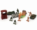 Żołnierzyki na karcie  z akcesoriami + czołg