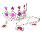 diadem tiara księżniczki z kolczykami, klipsami i kolią