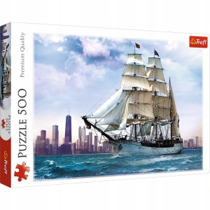 Trefl puzzle 500 el Żaglowiec na tle Chicago