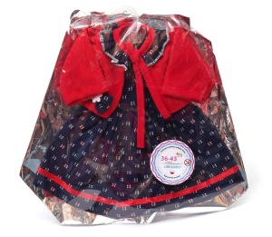 granatowa sukienka z czerwonym bolerkiem dla lalki 43-46cm