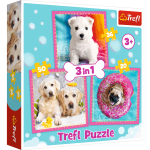 Trefl puzzle 3w1 Pieski w kąpieli