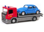 ciężarówka Scania P320 laweta 1:64 + Volkswagen Beetle model WELLY