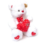 maskotka biały miś z serduszkiem 28cm