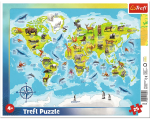Trefl puzzle ramkowe 25 el. Mapa Zwierzęta Świata 31340