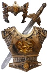 zestaw rycerski - miecz, napierśnik, opsaka rycerza