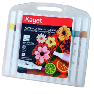 KAYET flamastry MARKERY WODNE DWUSTRONNE mazaki 24