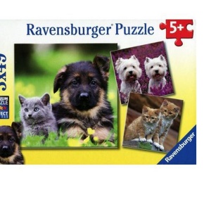Ravensburger puzzle 3w1 Księżniczki pieski kotki nasi pupile