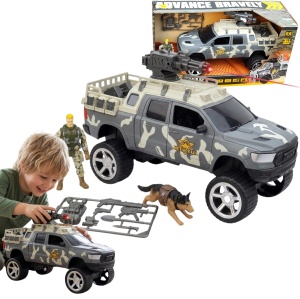 Duży wojskowy wóz bojowy światła dźwięk + figurka żołnierz i pies