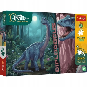 TREFL puzzle 100 Dino World Dinozaury - Diplodok - diplodocus