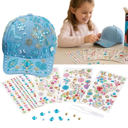 Czapka do ozdabiania kryształkami niebieska