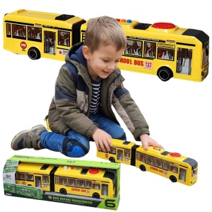 duży autobus przegubowy 40cm na baterie dźwięk światła żółty