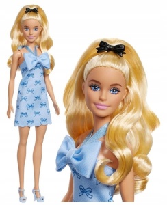 HYT93 Lalka Barbie blondynka długowłosa błękitna sukienka