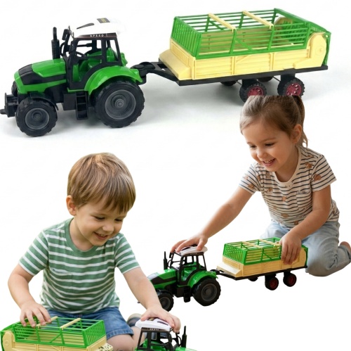 Duży ciągnik z przyczepą rozrzutnik TRAKTOR z napędem 50cm