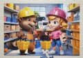 Trefl 70 elementów Connect Luck klocki + puzzle Bóbr i Sue