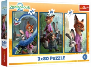 Trefl puzzle 3w1 3x80 Zwierzogród 2 - Zootropolis