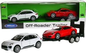 Porsche Macan i Porsche 911 Carerra S laweta 1:34-39 model WELLY