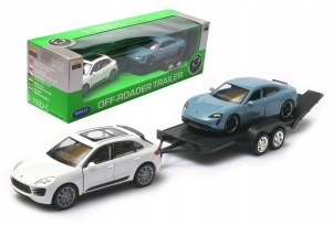 Porsche Macan i Porsche Tycan laweta 1:34-39 model WELLY
