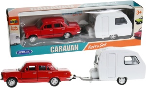 FSO Fiat 125p 1:34 i przyczepka kampingowa Niewiadów Welly