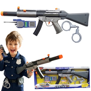 Karabin 58cm - światło dźwięk mały policjant kajdanki i walkie talkie
