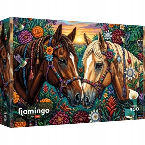 Trefl puzzle Flamingo 400 Kwiecisty galop - konie para koni