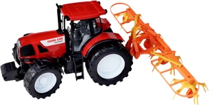 Duży ciągnik z przyczepą TRAKTOR zgrabiarka karuzelowa