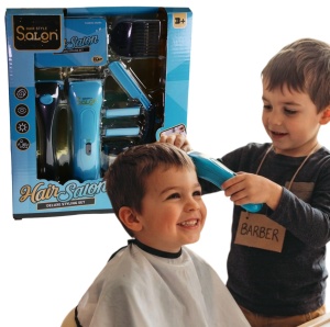  Zestaw Małego Fryzjera Barber z Maszynką na baterie + akcesoria