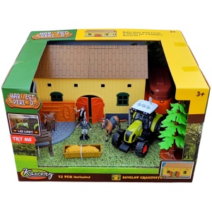 Duży zestaw Mała Farma Stadnina Koni  traktor przyczepa stajnia i konie