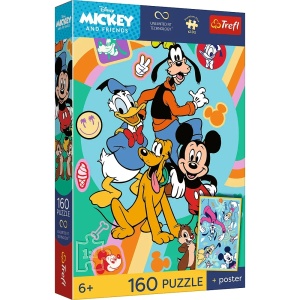 TREFL puzzle 160 Disney Myszka miki Donald Pluto Guffi + plakat
