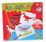 Szablony z kredkami Dinozaury