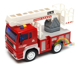 wóz strażacki ze światłami i podnośnikiem