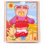 Drewniana układanka - ubieranie misia