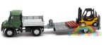 Mercedes-Benz Unimog U400 laweta i podnośnik widłowy 1:43 model WELLY